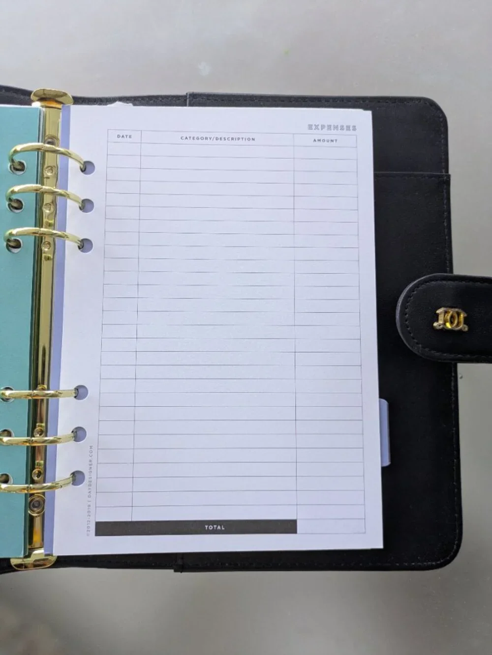 Day Designer A5 Black Vegan Leather Refillable Ring Binder